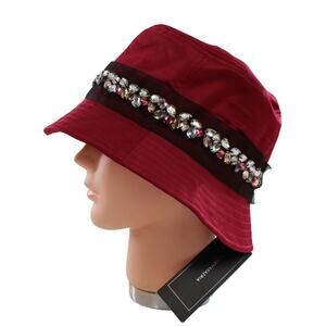 BCBGMAXAZRIA Rhinestone Adorned Fancy Bucket Hat #HT232